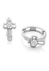 small lovely silver baby cross earrings
